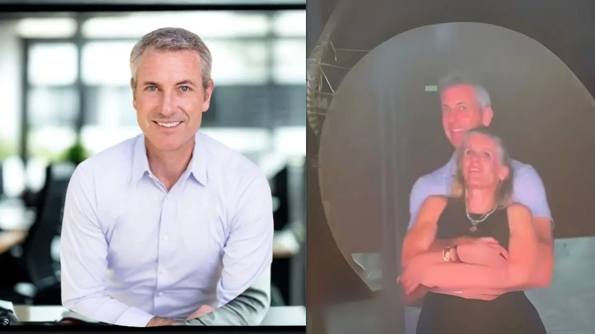 Astronomer CEO Andy Byron with Kristin Cabot at Coldplay concert and his professional headshot