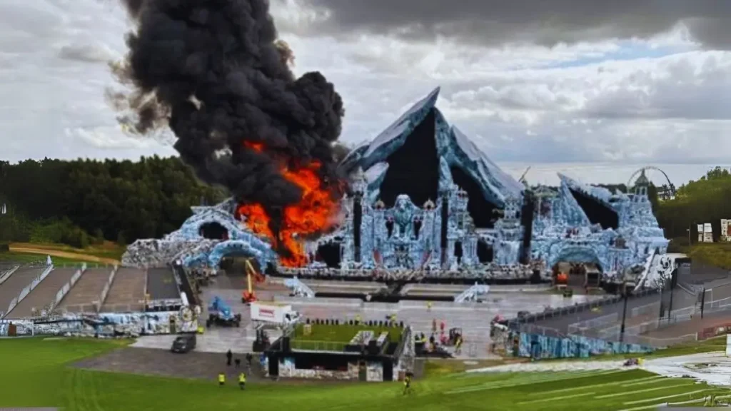 Tomorrowland's 2025 main stage fire captured before the festival opening