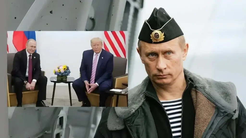 Trump and Putin meeting at the Alaska summit with social media comparing two different images, sparking Fake Putin at Alaska summit rumors