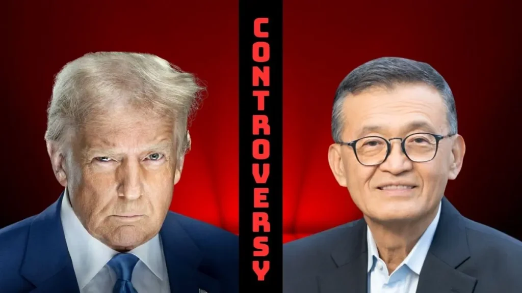 Intel CEO and president trump in controversy, image shows the illustration
